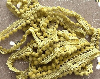 Olde Gold Mini Pom Pom Trim (MPP-13) by Vintage NeedleArts ~ hand-dyed 2 continuous yards