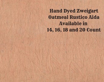 Peach Melba Rustic Aida (OR-DDA-76) ~ Hand Dyed Zweigart Oatmeal Rustico Cross Stitch Fabric from Vintage NeedleArts