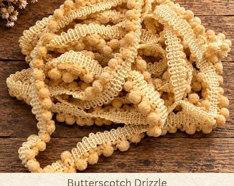 Butterscotch Drizzle Hand Dyed Mini Pom Pom Trim (MPP-83) ~ 2 continuous yards per package