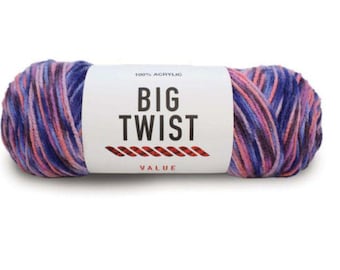 Big Twist Ombre Value Yarn (Mystic Mermaid) ~ 100% worsted acrylic super soft machine washable super soft various shades of purple and pink