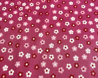 PER YARD ~ Quilter's Showcase Ditsy Floral Dark Pink Fabric ~ 100% cotton - pink and white flowers on a dark pink background