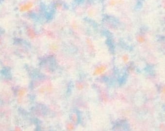 PER YARD ~ Dreamland Tie Dye Flannel Fabric ~ 100% cotton pink gold aqua blue on a white background