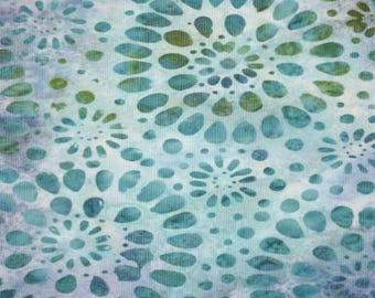 Turquoise & Plum Starburst Batik from Feldman fabrics ~ 100% cotton sewing quilting fabric flowers blue aqua lavender