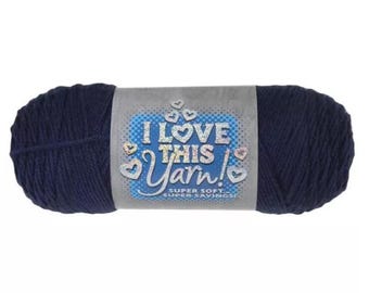 I Love This Yarn! (Navy) ~ super soft machine washable 100% acrylic