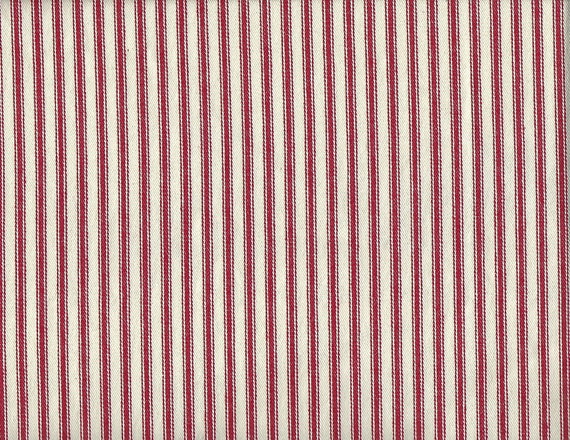 Red/Natural Striped Ticking fabric ~ Rockland/Roc-Lon 100% cotton woven  fabric - 18x22 inches