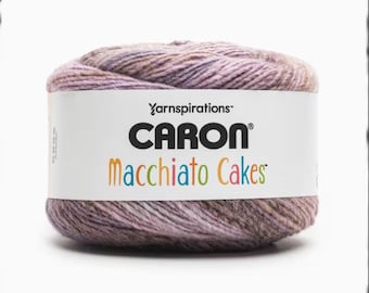Caron Macchiato Cakes Yarn (Fleeting) ~ 5 bulky acrylic wool blend variegated blend of purple and lavender Yarnspirations