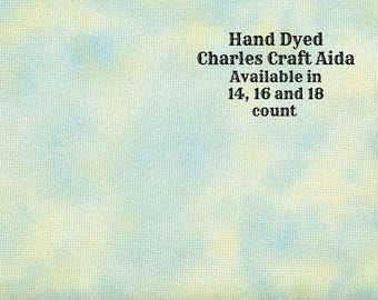 Buttercup & Blue Aida (CC-BDA-5-88-PT) ~ Hand Dyed Dmc/Charles Craft Cross Stitch Fabric from Vintage NeedleArts