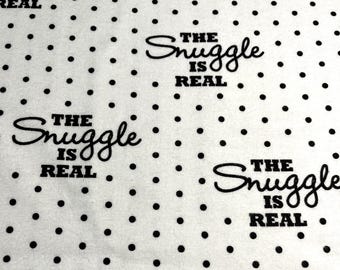 PER YARD ~ The Snuggle is Real Flannel Fabric ~ 100% cotton - brushed for softness black and white polka dot