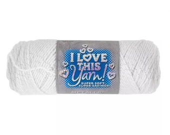 I Love This Yarn Metallic (white) ~ super soft machine washable acrylic