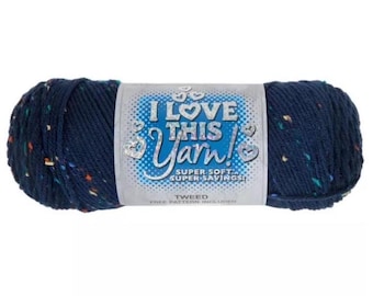 I Love This Yarn Tweed (Navy) ~ super soft machine washable acrylic
