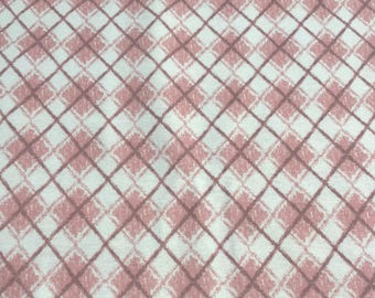 PER YARD ~ Spring's Creative Cotton Flannel Pink Argyle Fabric ~ 100% cotton pink diamond pattern on white background