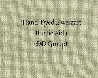 Moss Rustic Aida (OR-DDA-35) ~ Hand Dyed Zweigart Oatmeal Rustico Cross Stitch Fabric