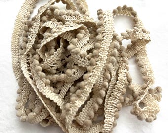 Cafe Au Lait Mini Pom Pom Trim (MPP-22) by Vintage NeedleArts ~ hand-dyed 2 continuous yards