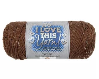 I Love This Yarn Tweed (Brown) ~ super soft machine washable acrylic