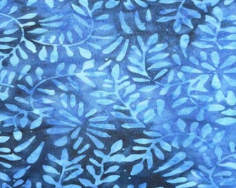 Navy & Royal Blue Leaf/Fern Batik from Feldman Fabrics ~ 100% cotton sewing quilting fabric Indonesia flowers leaf blue leaves