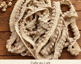 Cafe Au Lait Hand Dyed Mini Pom Pom Trim (MPP-22) ~ 2 continuous yards per package
