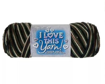 I Love This Yarn Ombre Print (Green Camo) ~ super soft machine washable 100% acrylic
