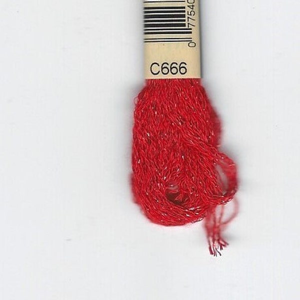 DMC Etoile C666 Bright Red - 6 strand embroidery floss with a shiny twinkle effect
