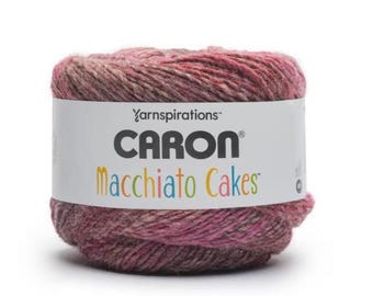 Yarnspirations Caron Macchiato Cakes Yarn (Lovely) ~ 5 bulky acrylic wool blend variegated blend of pinks