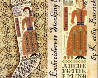 PAPER Cross Stitch Chart - The Embroideress Stocking and Sampler from Kathy Barrick