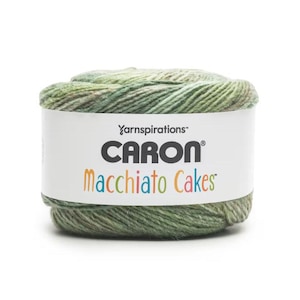 Caron Macchiato Cakes Yarn (Nourish) ~ 5 bulky acrylic wool blend variegated blend of various greens Yarnspirations