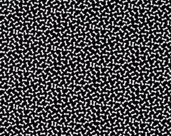 Dog Bones Calico Fabric from Brother Sister Design Studio ~ 100% quilter's cotton sewing/quilting white bones on black background