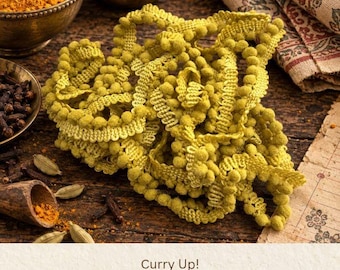 Curry Up! Hand Dyed Mini Pom Pom Trim (MPP-105) ~ 2 continuous yards per package