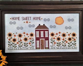 PDF Sunflower Street - Home Sweet Home Series 1 cross stitch design pattern chart Vintage NeedleArts house cottage sunflowers flowers garden