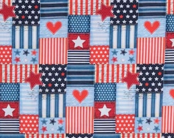 Heart of the U.S. Patch Fabric from SRK/Robert Kaufman ~ 100% cotton for sewing/quilting