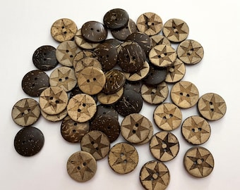 Star Natural Coconut Shell Buttons (BTN-25) - pack of 4