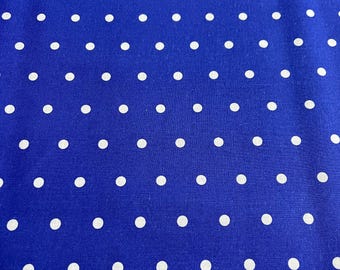 PER YARD ~ Quilter's Showcase Aspirin Dots Royal ~ 100% cotton fabric - white polka dots on a royal blue background