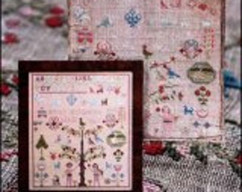 Mercy Megginson 1849 by Heartstring Samplery cross stitch chart design primitive sampler reproduction Adam and Eve bible tree of life
