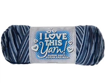 I Love This Yarn Ombre Print (Denims) ~ super soft machine washable 100% acrylic