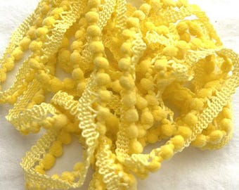 Tweety Bird Yellow Mini Pom Pom Trim (MPP-55) by Vintage NeedleArts ~ hand-dyed 2 continuous yards
