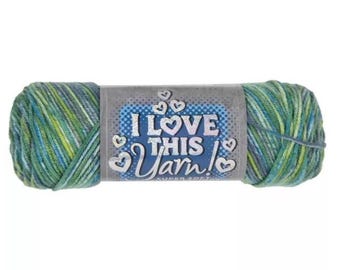 I Love This Yarn Print (Blue Green Multi) ~ 100% acrylic