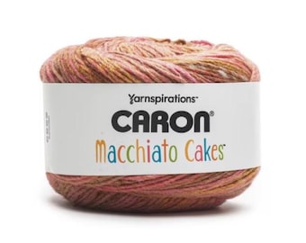 Yarnspirations Caron Macchiato Cakes Yarn (Sunny) ~ 5 bulky acrylic wool blend variegated blend of yellow, coral and orange