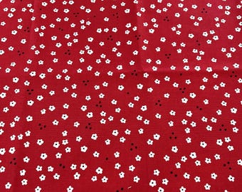 HALF YARD ~ B rother Sister Design Studio Red Black White Flowers ~ 100% cotton sewing quilting fabric - floral calico