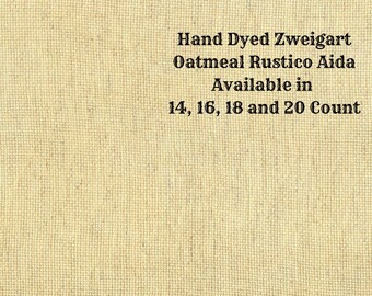 King's Gold Rustic Aida (OR-DDA-25) ~ Hand Dyed Zweigart Oatmeal Rustico Cross Stitch Fabric from Vintage NeedleArts