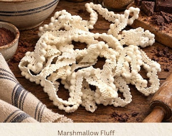 Marshmallow Fluff Hand Dyed Mini Pom Pom Trim (MPP-10) ~ 2 continuous yards per package