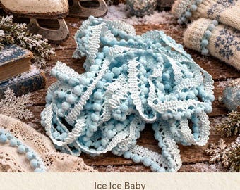 Ice Ice Baby Hand Dyed Mini Pom Pom Trim (MPP-93) ~ 2 continuous yards per package