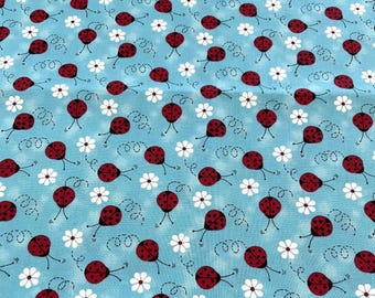 PER YARD ~ Charms by Patty Reed Designs  ~ 100% cotton sewing/quilting fabric La-Di-Draw Fabric Traditions Laurie Campbell ladybugs