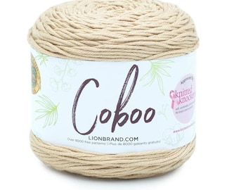 Lion Brand Coboo Yarn (Beige) ~ super soft and breathable machine washable lightweight blend of cotton and bamboo #3 lightweight yarn