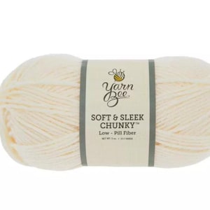Yarn Bee Soft & Sleek Chunky Yarn (Ivory) ~ super soft machine washable 100% low pill acrylic