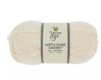 Yarn Bee Soft & Sleek Chunky Yarn (Ivory) ~ super soft machine washable 100% low pill acrylic