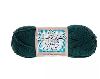 I Love This Cotton! Yarn (Forest Green) ~ soft machine washable 100% cotton yarn amigurumi crochet knitting