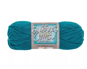 I Love This Cotton! Yarn (Deep Teal) ~ soft machine washable 100% cotton