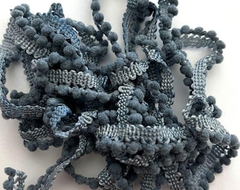 Truly Teal Mini Pom Pom Trim (MPP-119) by Vintage NeedleArts ~ hand-dyed 2 continuous yards