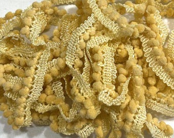 King's Gold Mini Pom Pom Trim (MPP-25) by Vintage NeedleArts ~ hand-dyed 2 continuous yards
