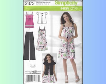 2373 Simplicity Easy Chic Sewing Pattern ~ Sizes 6/8/10/12/14 sundress pants dress top jacket empire waist summer cotton tank top