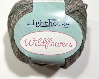 Lighthouse Wildflowers Yarn (Green Bells) ~ acrylic/wool blend #3 lightweight variegated multicolored soft
